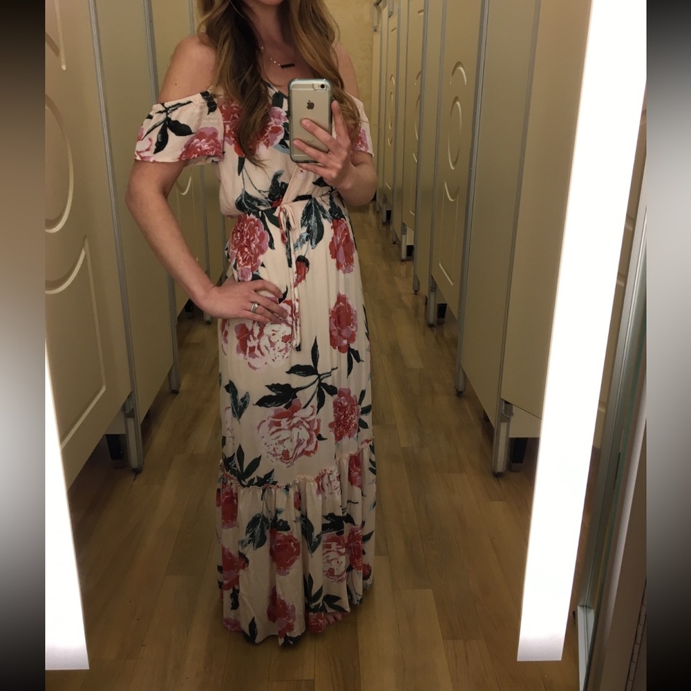ONE CLOTHING Pink floral cold shoulder maxi dress - Picture 5 of 5